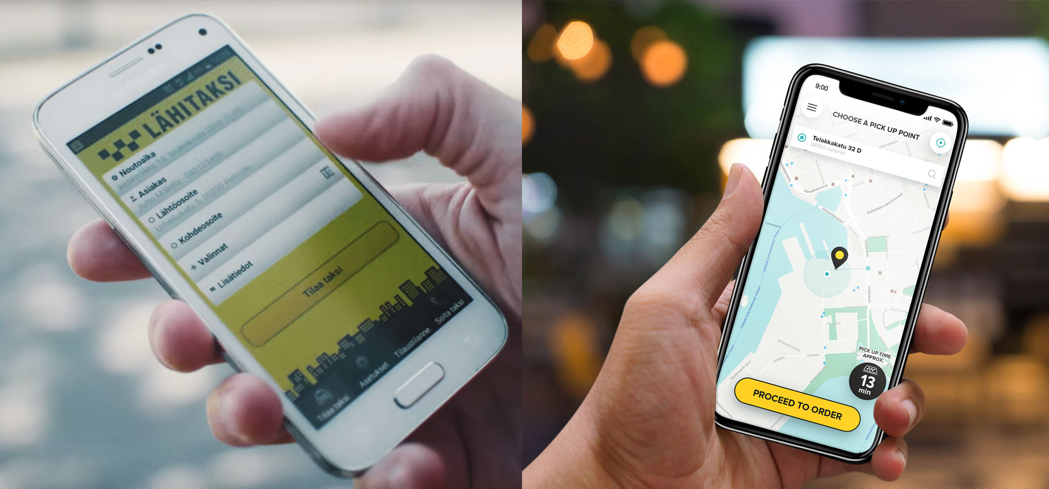 The Lähitaksi app before and after renewal